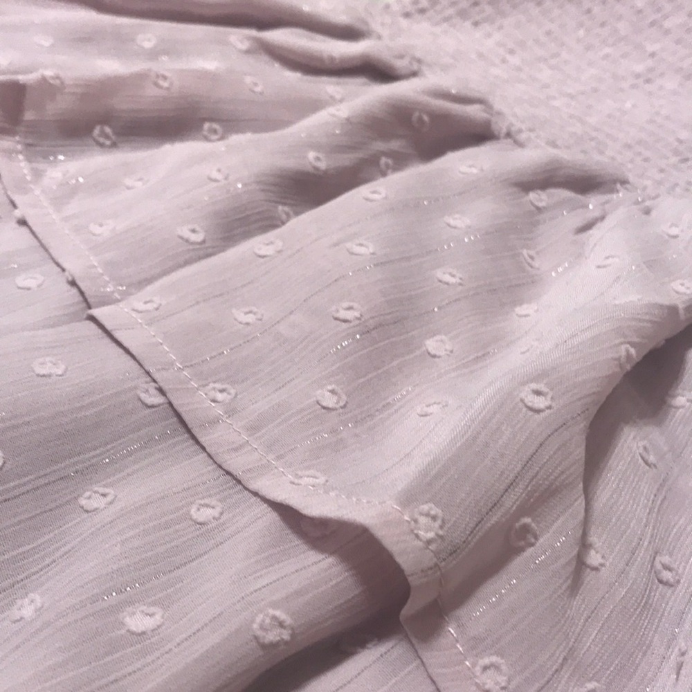 SOLD Aqua Mini Dress Flutter Sleeve Ruffle Smocked Pink Purple Pit to Pit 18โ ๐จ - Picture 14 of 14